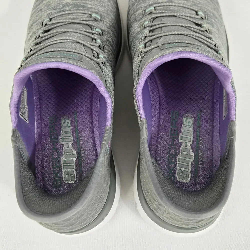Skechers Summits Slip-Ins Memory Foam Athletic Sneakers Gray/Mint Women's 7 WIDE